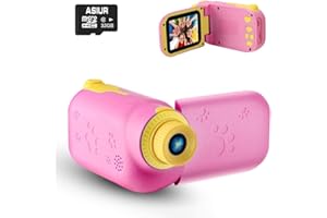 ASIUR Kids Camera for Toddler Girls Boys Aged 3-9, Kids Toys Digital Camera for 3 4 5 6 7 8 9 Year Old Girls, Children Toy Camera Birthday Gift for Kids with 32GB SD Card, Pink