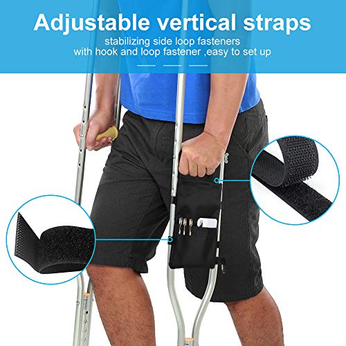 FunCee Crutch Pouch Bag, Lightweight Washable Crutch Storage Bag with 2 Pockets for Phones, Keys, pens, Water Bottle and Even Food Bag