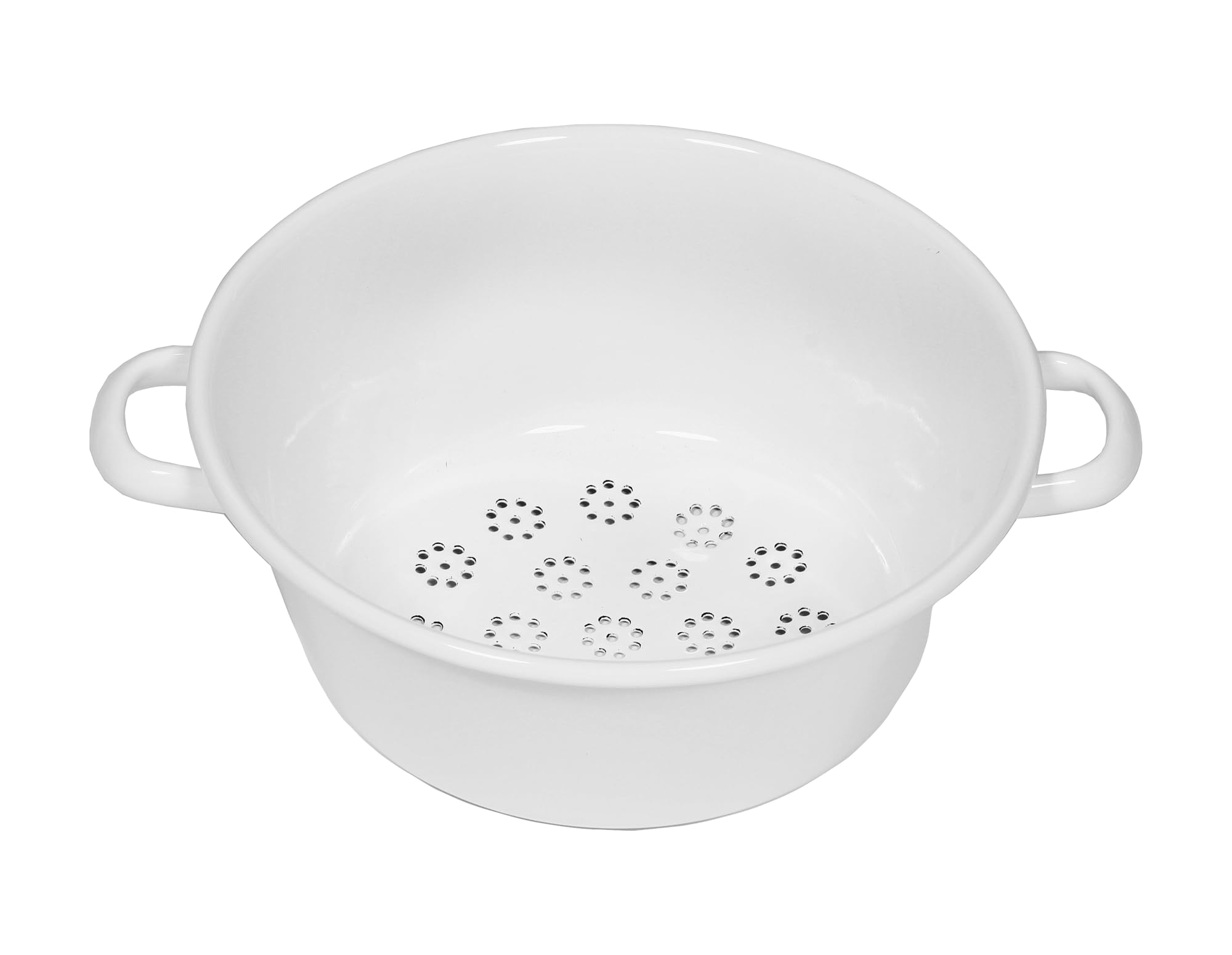 Riess, 0328-033, Vegetable Strainer, Classic White, Diameter 26 cm, Height 11.5 cm, Enamel, White, Multi-Purpose Strainer, with 2 Handles