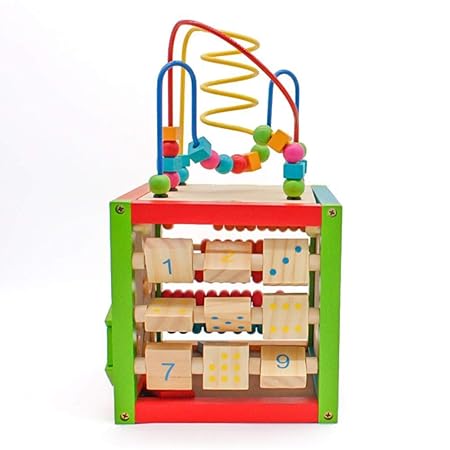 wooden box toy with beads