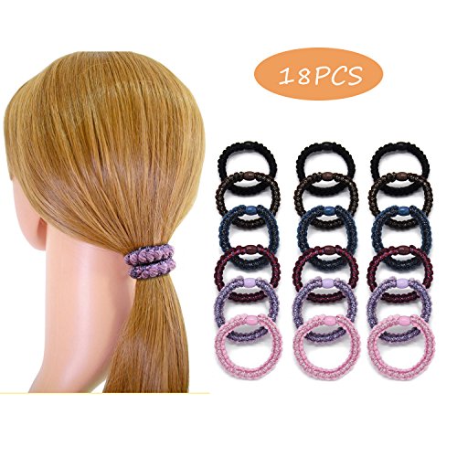 image for OMYSTYLE 18PCS Hair Elastics Hair Ties Ponytail Holders Soft and Stret
