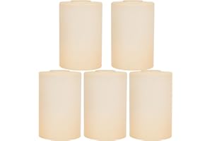 Rivqahra 5 Pack Light Amber Glass Lamp Shade Replacement Globe & Cover for Lighting Fixture, 6" Tall, Frosted Cylinder Glass Shade for Wall Sconces Chandelier Pendant Light, 1-5/8 inch Fitter