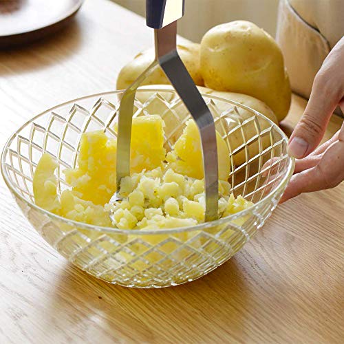 Beaverve Heavy Duty, Stainless Steel Masher Ricer with Ergonomic Handle for Making Mashed Potato, Guacamole, Silver