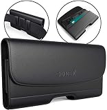 BOMEA iPhone 8 Plus Holster iPhone 7 Plus Case with Belt Clip Leather Pouch with ID Card Holder for iPhone 8 Plus 6S Plus (Belt Case Fits Phone with Otterbox Battery or Lifeproof Case on) Black