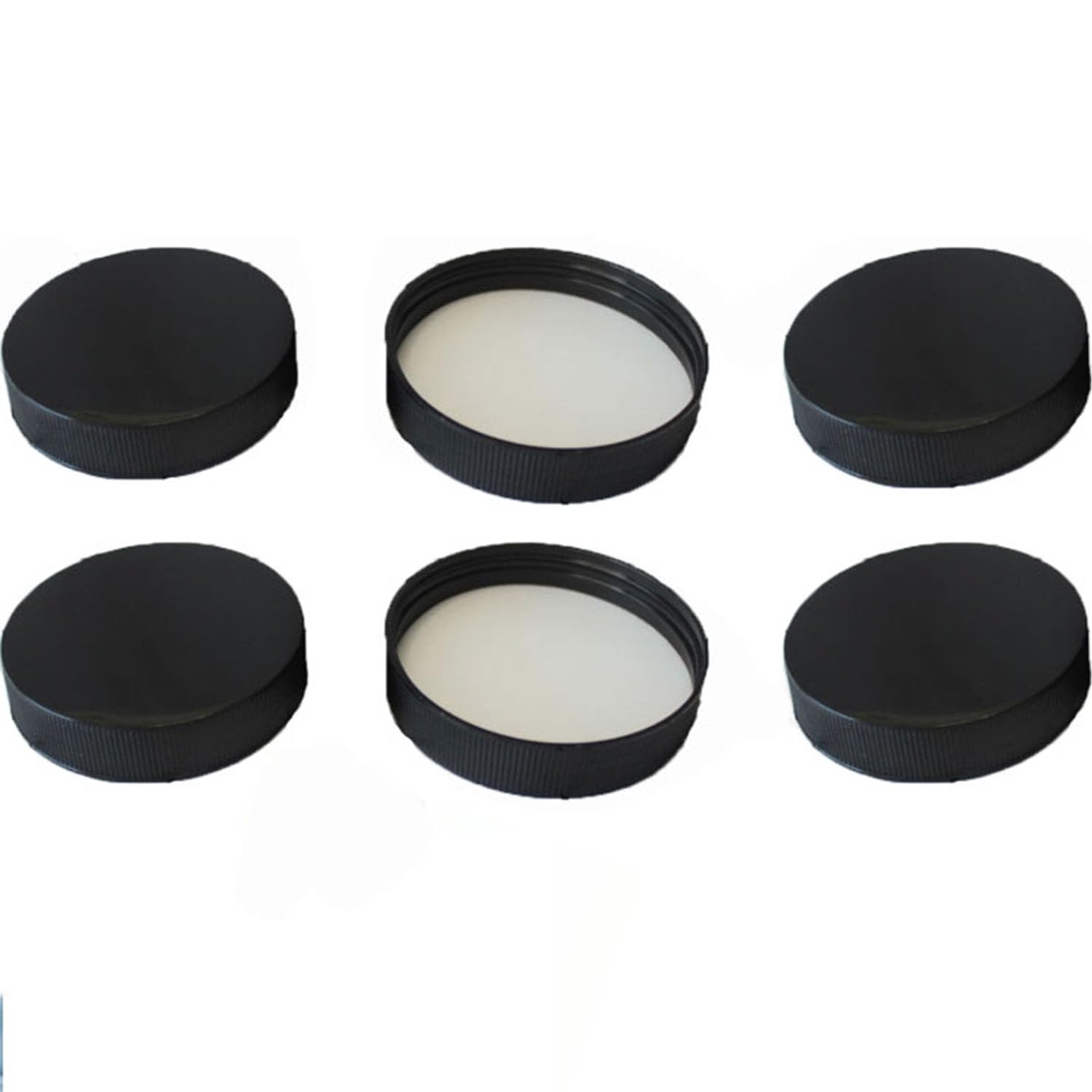 Photo 1 of 6-Pack Threaded Screw-On Caps for 3 & 5 Gallon Water Jugs - 53mm Leak-Proof Bottle Lids (black)