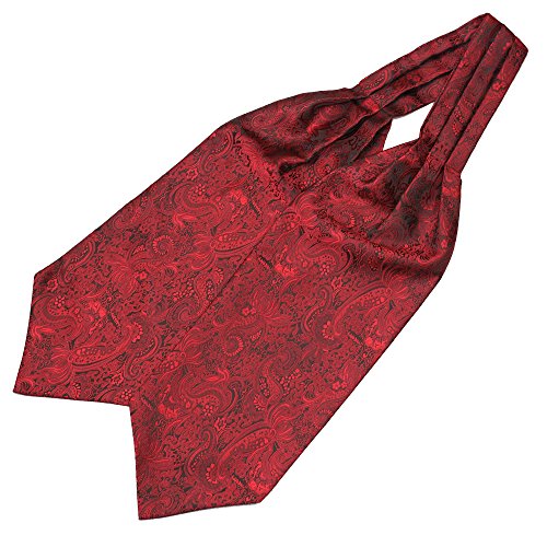 Secdtie Men’s Paisley Floral Silk Cravat Tie – Black Gold Jacquard Woven Ascot