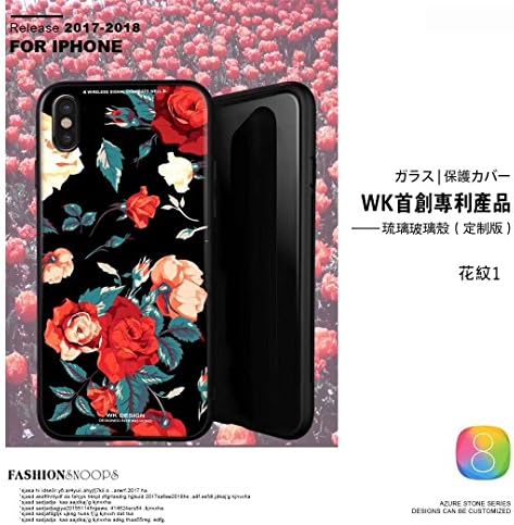 iPhone X Tempered Glass Back Case, Reflecting Protective Case [Anti-Scratch] Glass Clear Cover Case (Colorful Flower, iPhone X)