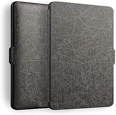 Cazcase Oracle Leather Thin Protective Case with (Auto Wake/Sleep) Folio Flip Case Flip Cover for Amazon Kindle Paperwhite 10 Generation 2018 (Black)