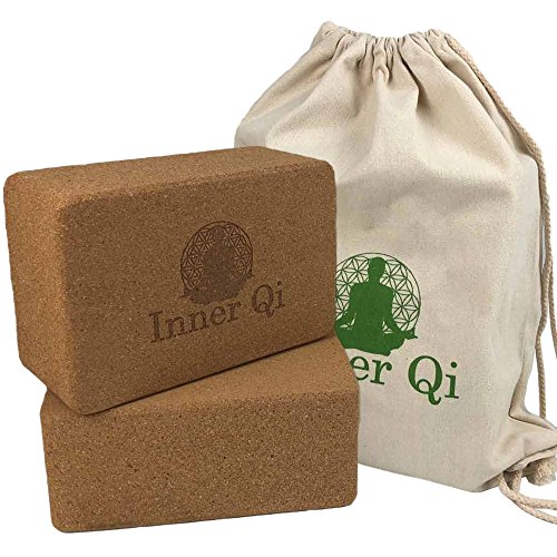 Cork Yoga Blocks 2 Pack – Cork Yoga Block Set with Carrying Bag by Inner Qi