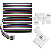 AOTOINK 30m/100ft RGBW LED Extension Cable 22 Gauge 5Pin 12V DC Electrical Wire 5 Core 22AWG Wires with 10PCS Connectors for RGBW 3528 5050 Led Strip