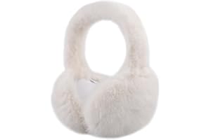 OMUKY Women Winter Earmuffs Foldable Faux Fur Ear Warmers Cold Weather Fluffy Warm Plush Ear Covers