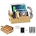 Bamboo Desktop Charger Station Coeuspow Wood Multi-Device Charging Station Handmade & Eco-Friendly Dock Compatible for Apple Watch iPhone iPad Smartphone and Tablets，Handmade & Eco-Friendly