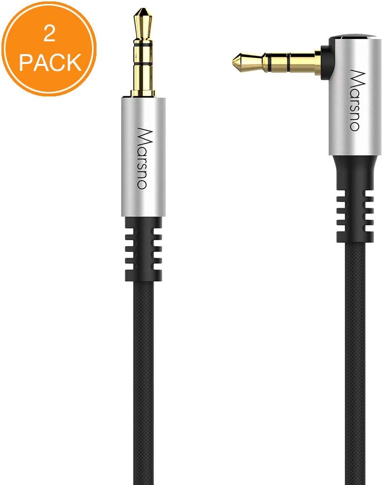 Marsno Premium AUX Cable, 3.5mm Auxiliary Audio Cable [2-Pack 4FT] Male to Male Universal AUX Cord for Car/Home Stereos Headphones, iPods, iPhones, iPads & More- Black