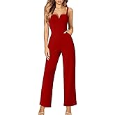 DAAWENXI Women's Casual Tank Top Sleeveless Jumpsuits Dressy Wide Leg Pants Rompers With Pockets