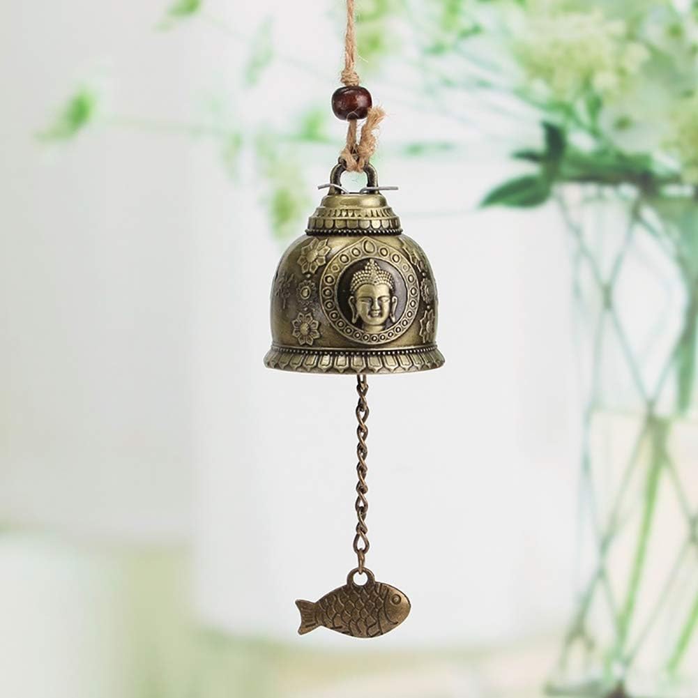 beiguoxia Good Luck Wind Chime Retro Buddha Wind Chime Feng Shui Good Luck Fortune Bell Home Car Hanging Decor Homer Decor