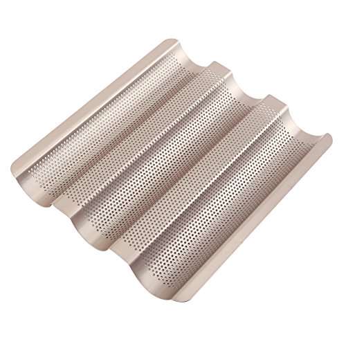 NoStick French Bread Pan for Baking Baguettes Perforated Wave Bake