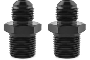 SINTLY 3/8" NPT to 6AN Flare Male AN6 Straight Fitting Union Flare Adapter Aluminum Black 2Pcs