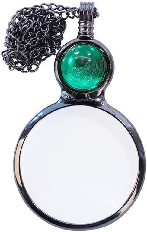 TOFBS Magnifier Pendant Necklace Gift,Magnifying Glass Necklace Optical Magnifier Lens with Vintage Lucky Crystal Bead Pendant for Library Reading Fine Print Zooming Increase Vision Jewelry (Green)