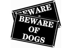 Beware of Dog Sign Warning Outdoor - 10x7 Inch Metal Warning Sign with Pre-Drilled Holes for Fence, Gate or Wall Mount, Outdo