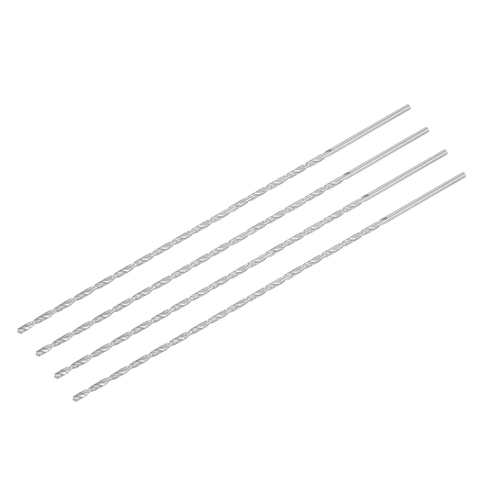 TA-VIGOR 4Pcs 2.5mm Extra Long Twist Drill Bits, 200mm Length High-Speed Steel HSS Straight Shank Spiral Drill Bits for Wood Metal Aluminum Plastic