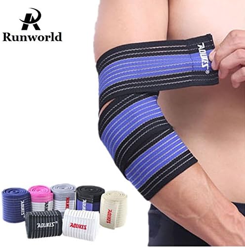 Runworld (1 Pair Arm & Elbow Brace Compression Bandage Wraps Sleeve for Men Women Tennis Elbow, Golfers Elbow, Tendonitis, Arthritis, Weightlifting, Joint Pain Relief, Injury Recovery