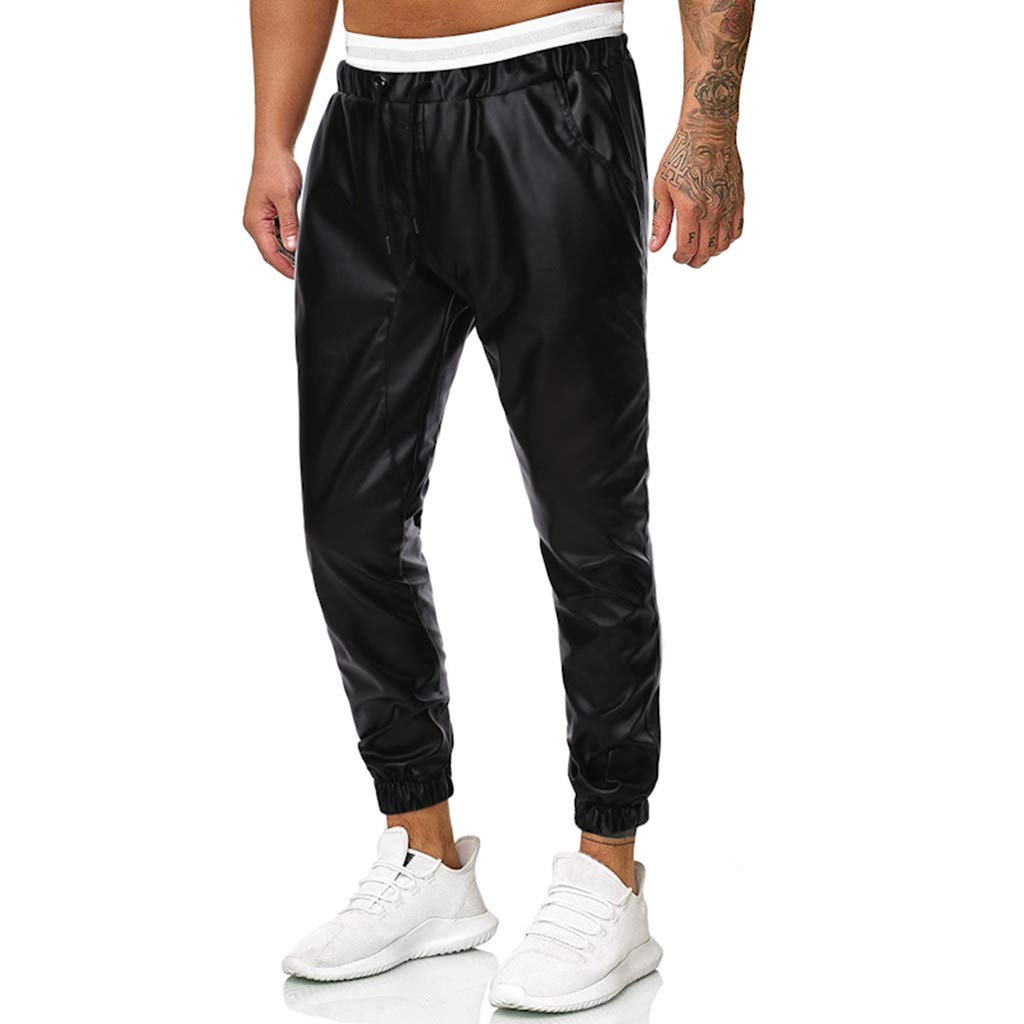 men's leather joggers