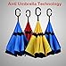 Reverse Inverted Umbrellas Upside Down Windproof Umbrella AIGUMI C-Shaped handle Golf Umbrella Car Umbrella Waterproof Reverse Folding Double Layer Inverted Self Standing Umbrella(Blue)