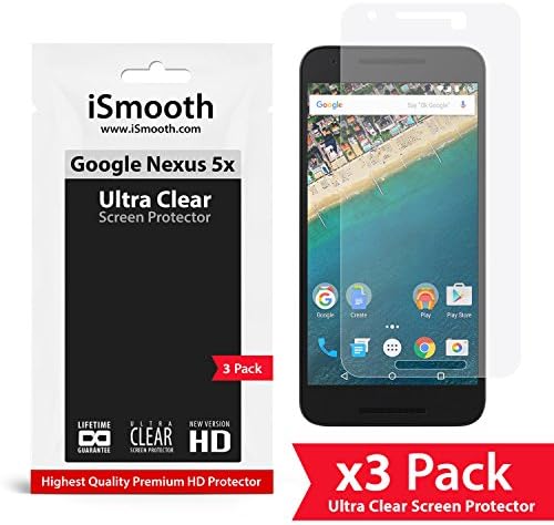 Google Nexus 5x Screen Protector Ultra Clear HD Made with Japanese PET Plastic that Grants Optimal Protection and Superb Viewing Experience on Your Phone, 3-pack