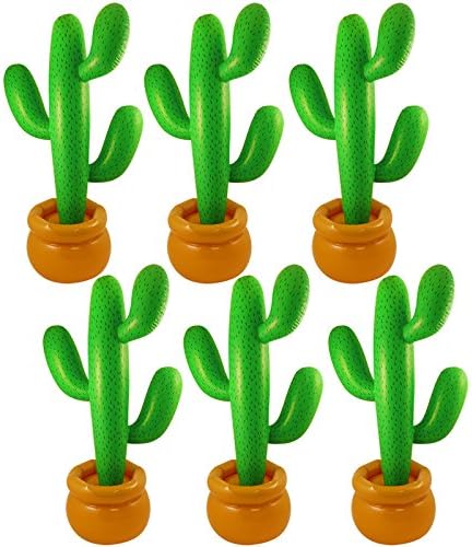 PACK OF 6 INFLATABLE CACTUS 86 CM MEXICAN SCENE SETTER PARTY DECORATION (6X INFLATABLE CACTUS)