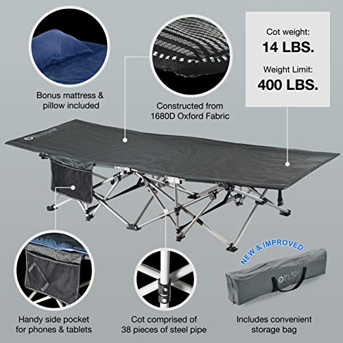 ELTOW Cozy Folding Camping Cot HeavyDuty Portable Collapsible