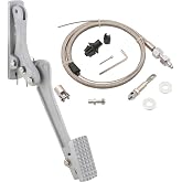 Accelerator Throttle Pedal Assembly and Stainless Braided Cable Kit | Includes 36" Cable and 24" Sleeve with Hardware, Adjustable Pedal Angle with Multi Mount Holes, Diamond Grip Pad for Control