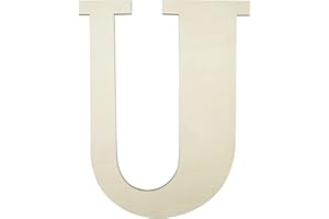 SMANTA 12 Inch Unfinished Wooden Numbers, 1/8 Inch Thick Large Blank Wooden Alphabet Handmade Painting Sign Boards for DIY Birthday Wedding Graduate Party Decor Props - U