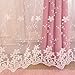 SerachI Pink Girls Blackout Curtains Double Layer Curtain, Kids Darkening Curtains Flower Embroidered Voile Mix Match Blackout Window Treatment Grommet Drapes for Girls Bedroom 1 Panel 52 x 84