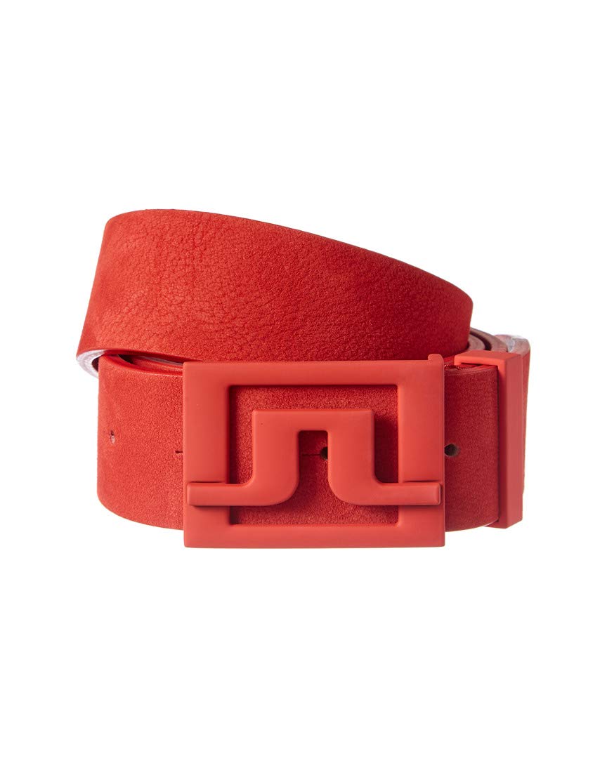 J.Lindeberg Men's Bridge Logo Brushed Leather Belt