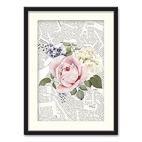 Black Paper Framed Canvas Wall Art for Living Room, Bedroom Animals or Plants Pop Up Vintage Newspaper Backgroud Canvas Prints for Home Decoration Ready to Hanging - 23x31 inches