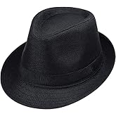 ECYC Children Jazz Hats Kids Solid Color Linen Fedoras Caps