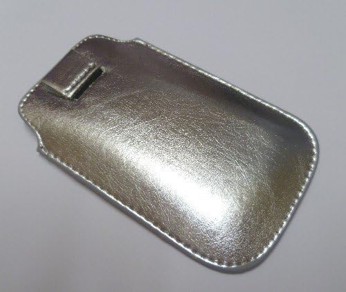 Names4u Online Silver Leather Pull Flip Case Pouch Cover For Nokia C2-01