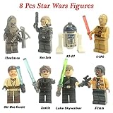 Star Wars Action Figures | Set of 8 Star Wars Minifigures | The Most Fearless Rebels of the Galactic Empire Characters| Obi-Wan Kenobi. Luke Skywalker, Han Solo, Chewbacca, R2-D2 ... | Lego-Compatible