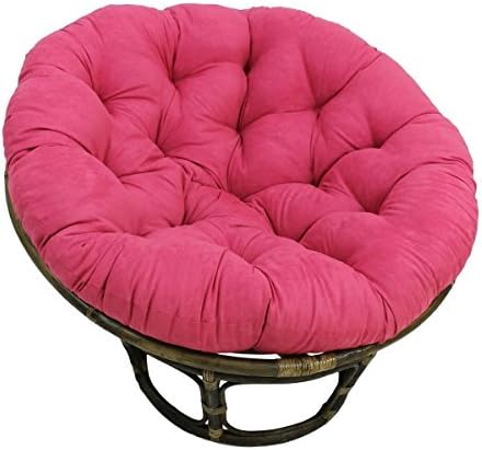 American Rattan Papasan Chair with Red Berry 100% Polyester Cushion (3-1/2 ft. round)