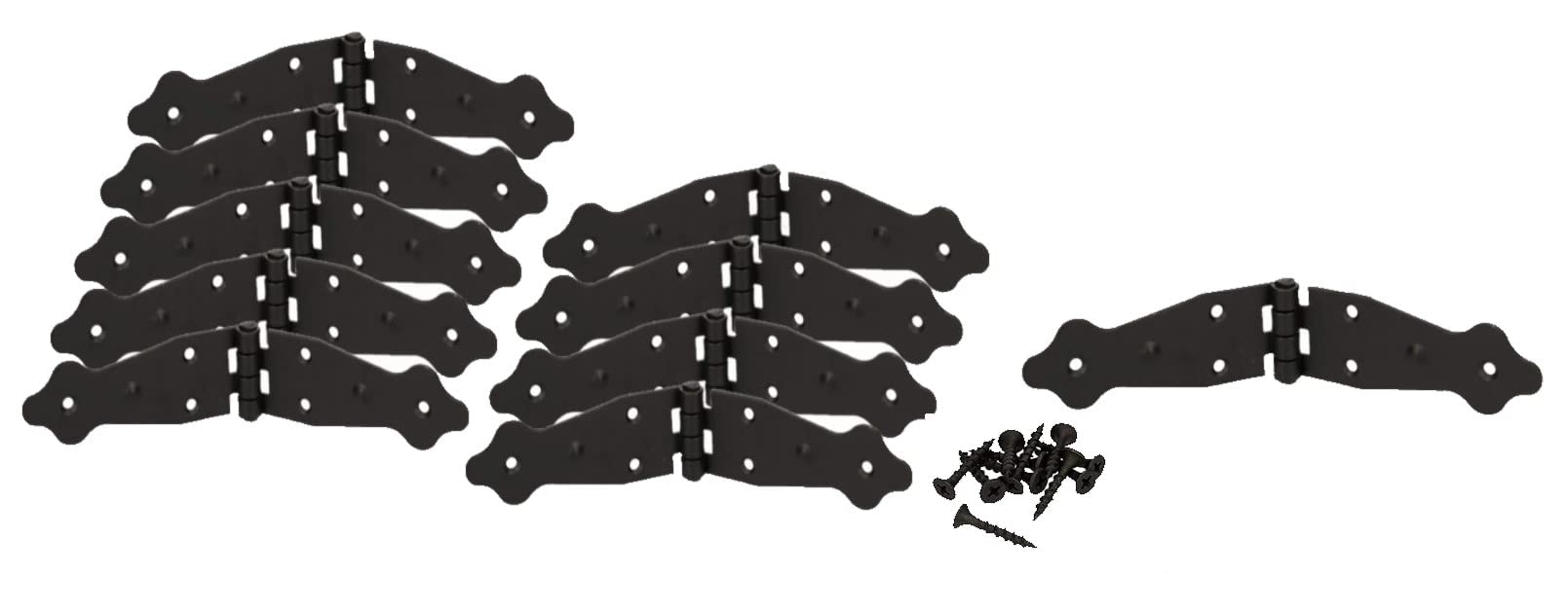 KOTARBAU® Set of 10 Box Hinge Table Hinge Furniture Hinge Chest Hinge Wing Hinge Powder Coated Black (190 x 35 mm)