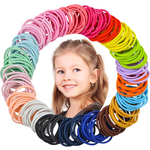 WillingTee 300 Pieces Multicolor Tiny Baby Girls Hair Ties No Crease Hair Bands Ponytail Holder Hair Accessories for Girls Infants Toddlers Kids and Children