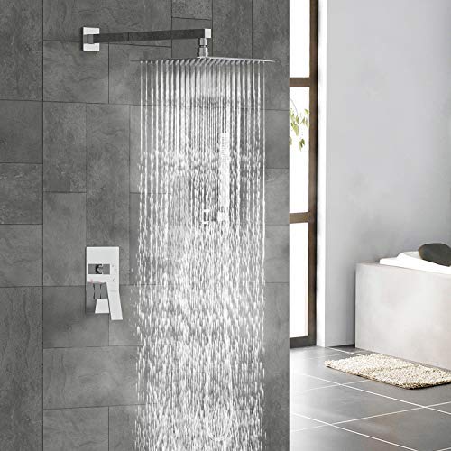 EMBATHER Shower System，Chrome Shower Faucet Sets with 10" Rain Shower