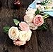 Artificial Rose Silk Pink Flowers 5 Flower Head Leaf DIY Home Table Garden Wedding Decor (Pink) ,KESEE