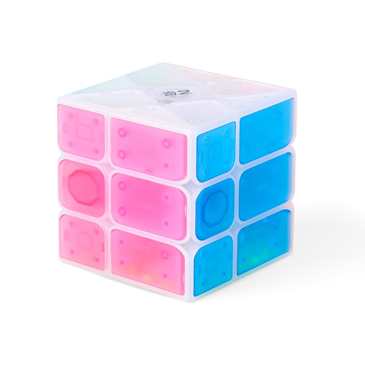 Oostifun Transparent Ice Crystal Multicolor Cube Twist Turning 3D Puzzle Wheel Fenghuolun Windmill 3x3 Cube