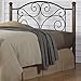Fashion Bed Group Doral Headboard with Dark Walnut Wood Posts and Metal Grill, Queen, Matte Black Finish