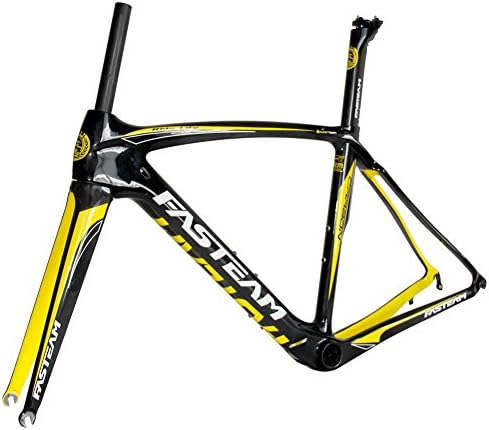 FASTEAM UD Clear Coating Yellow Carbon Bike Frame for Road Bike with a Full Carbon Fork (53cm)