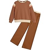 JiAmy Girls Clothing Sets 2 Piece Color Block Sweatsuit Long Sleeve Stylish Tops and Pants Clothes for 3-12 Years