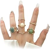 Mexegy 6Pcs Stacked Colored Resin Knuckle Rings for Women,Vintage Geometric Aesthetic Line Crystal Statement Finger Ring,Trendy Jewelry Accessories Gifts