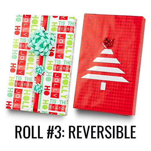 Merry + Bright Designer Wrapping Paper Set: 4 Rolls (8 Designs) of Premium Gift Wrap (80 sq. ft.) with 30 Coordinated Bows, 5 Ribbons, and 24 Gift Tags with Bonus Euro Tote and Tissue Paper - Thumbnail 5