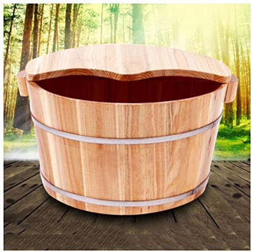 YYZY Wooden Foot Tub,Wooden Foot Bath Bucket, Pedicure Bowl Foot Bath Foot Bath Barrel Foot Bath Barrel Foot Bath Foot Tub Foot Wash Basin With Massage Parcel Lid Tub Wooden Foot Basin28*21*36cm Foot